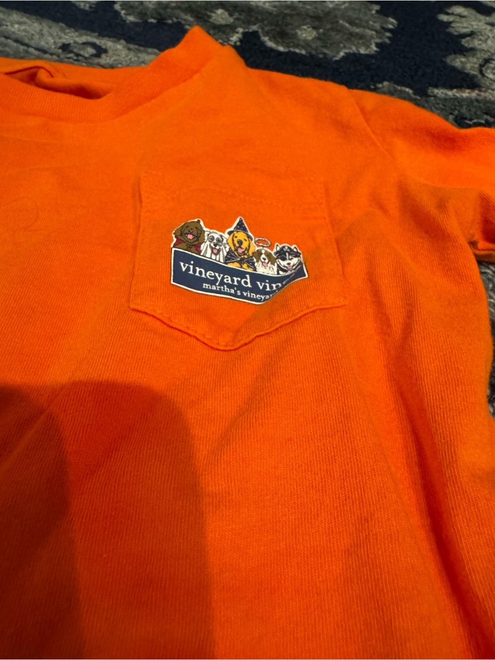 Vineyard Vines Orange Pocket Tee with Dog Patch Halloween